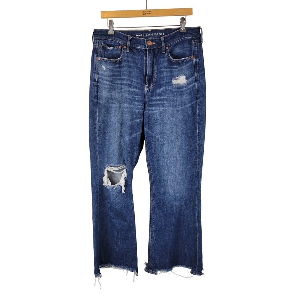 American Eagle Comfort Stretch Waistband 90s Flare Jeans Blue Size 10‎